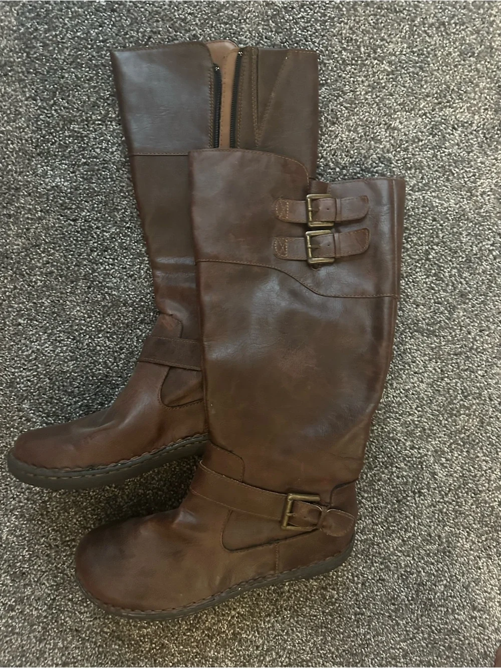 Born Over-the-Knee Buckle Boots in Dark Brown